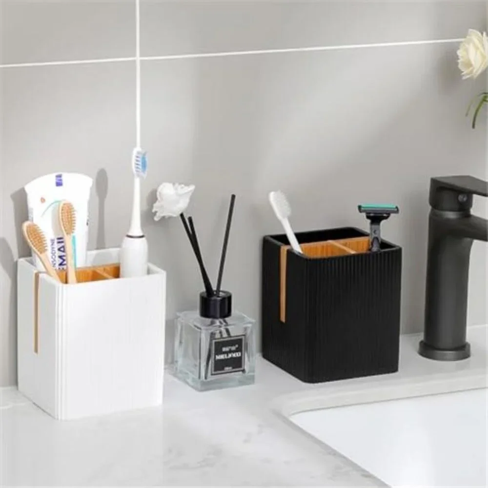 Toothbrush Holder 3 Slots Bathroom Countertop Organizer Electric Toothpaste Stan